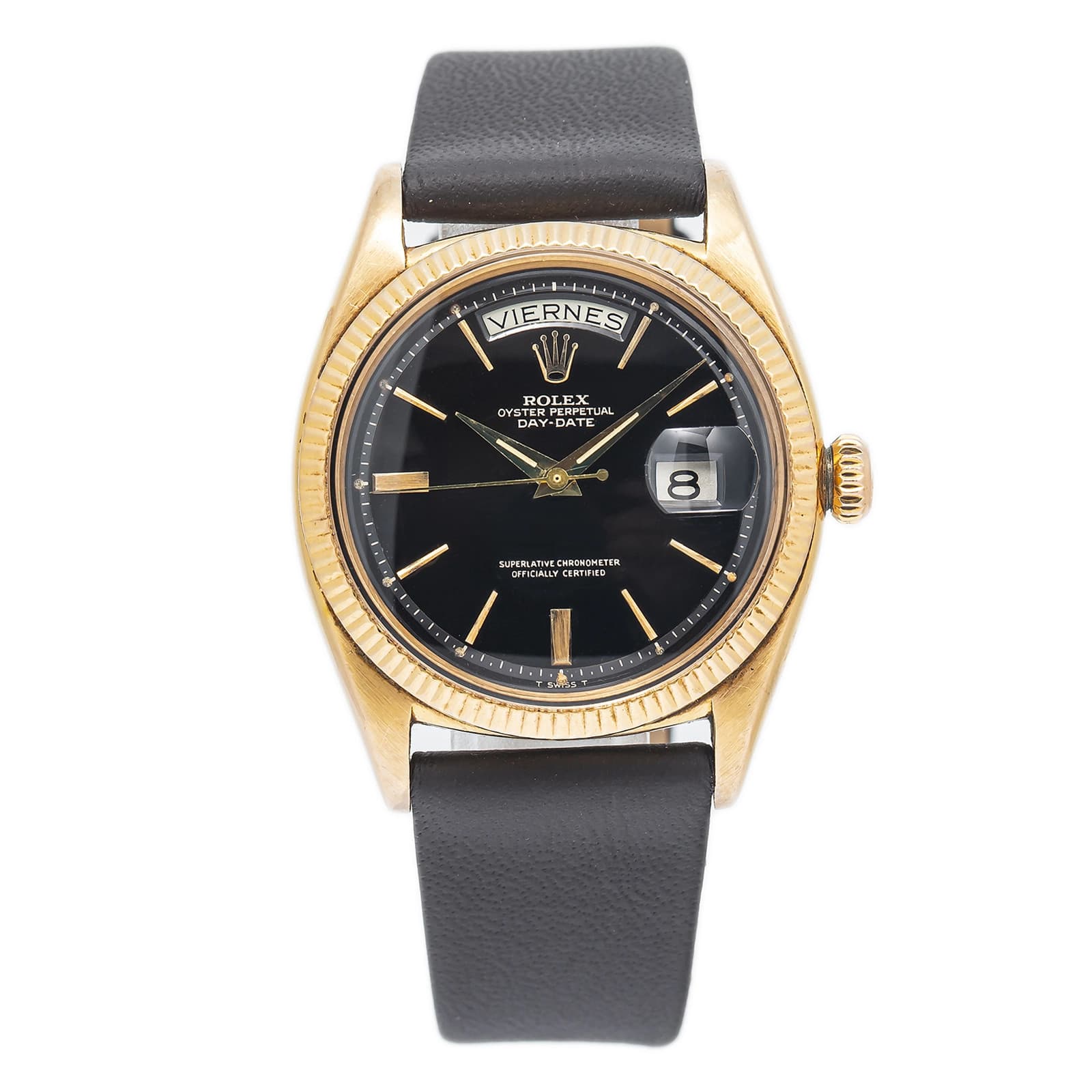 Rolex Day-Date 6611B Strap Rose Gold Black Index Automatic 36mm