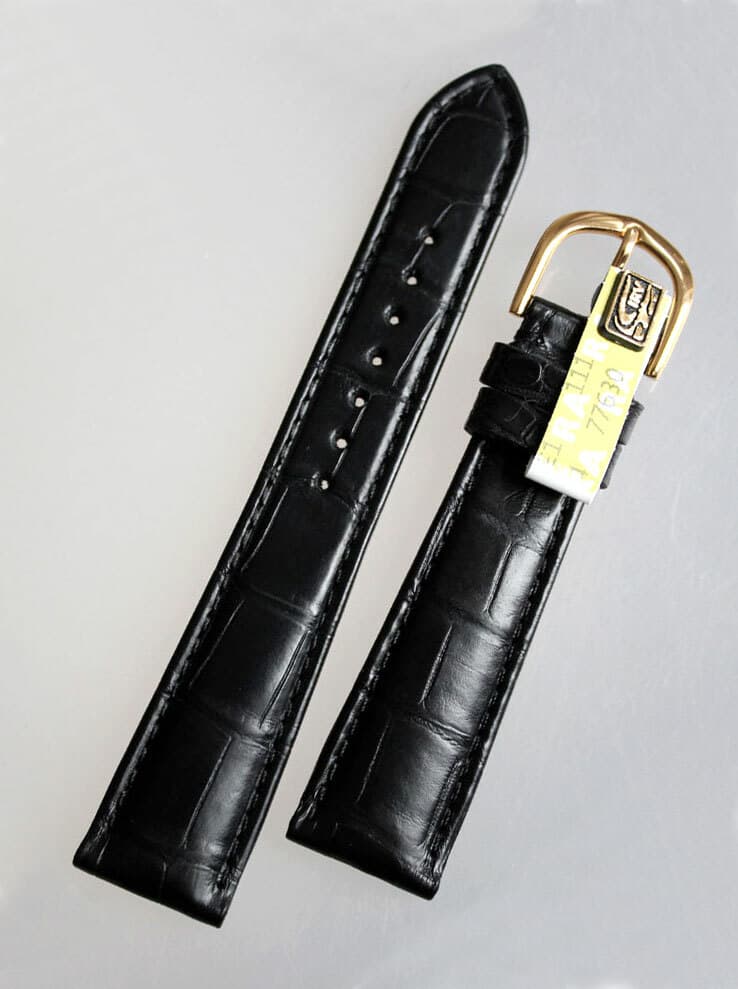 19mm ALLIGATOR BAND German GRAF Louisiana Black CROCODILE Large Grain 116+82