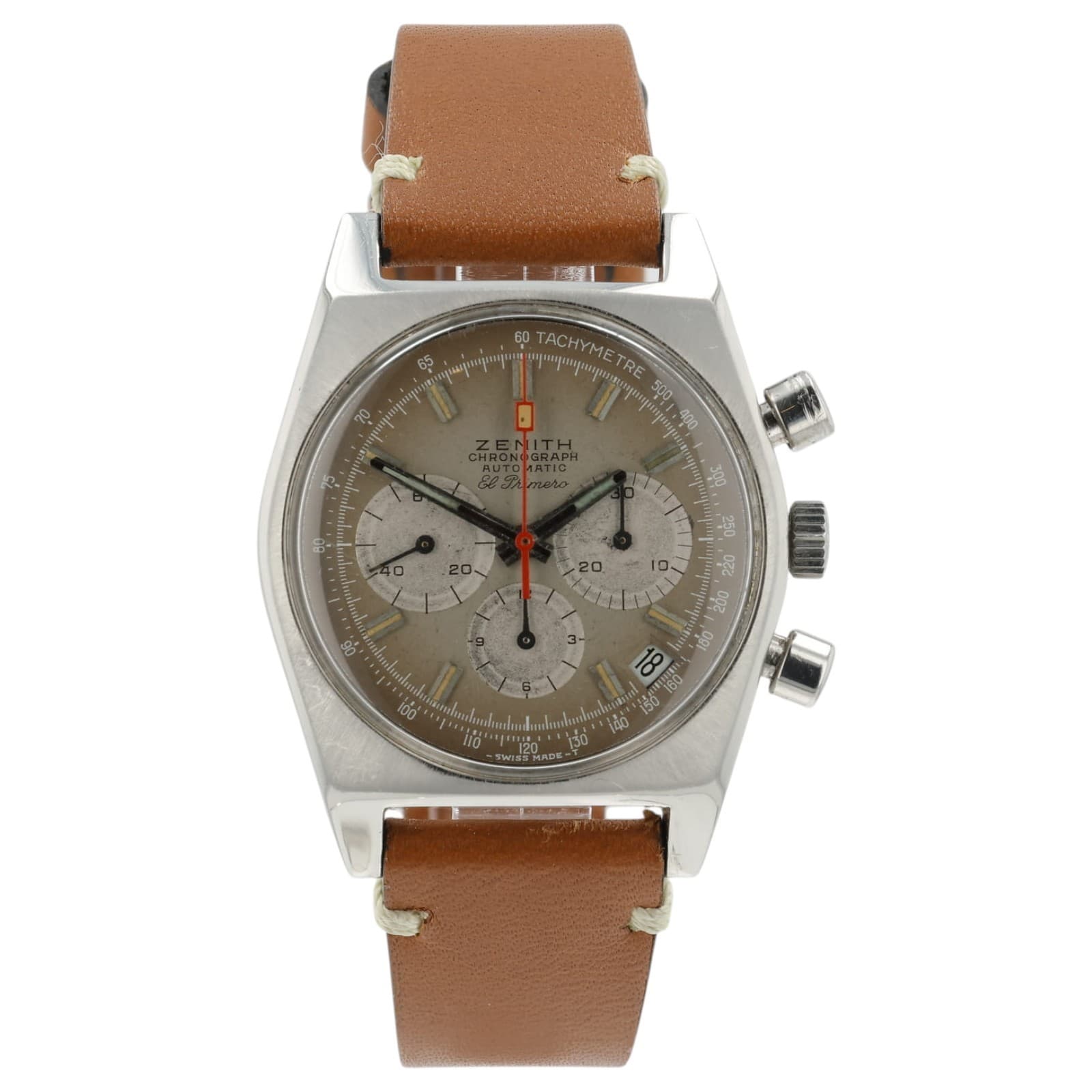 Zenith Chronograph El Primero Vintage Brown Dial Steel 37mm Automatic Mens A385