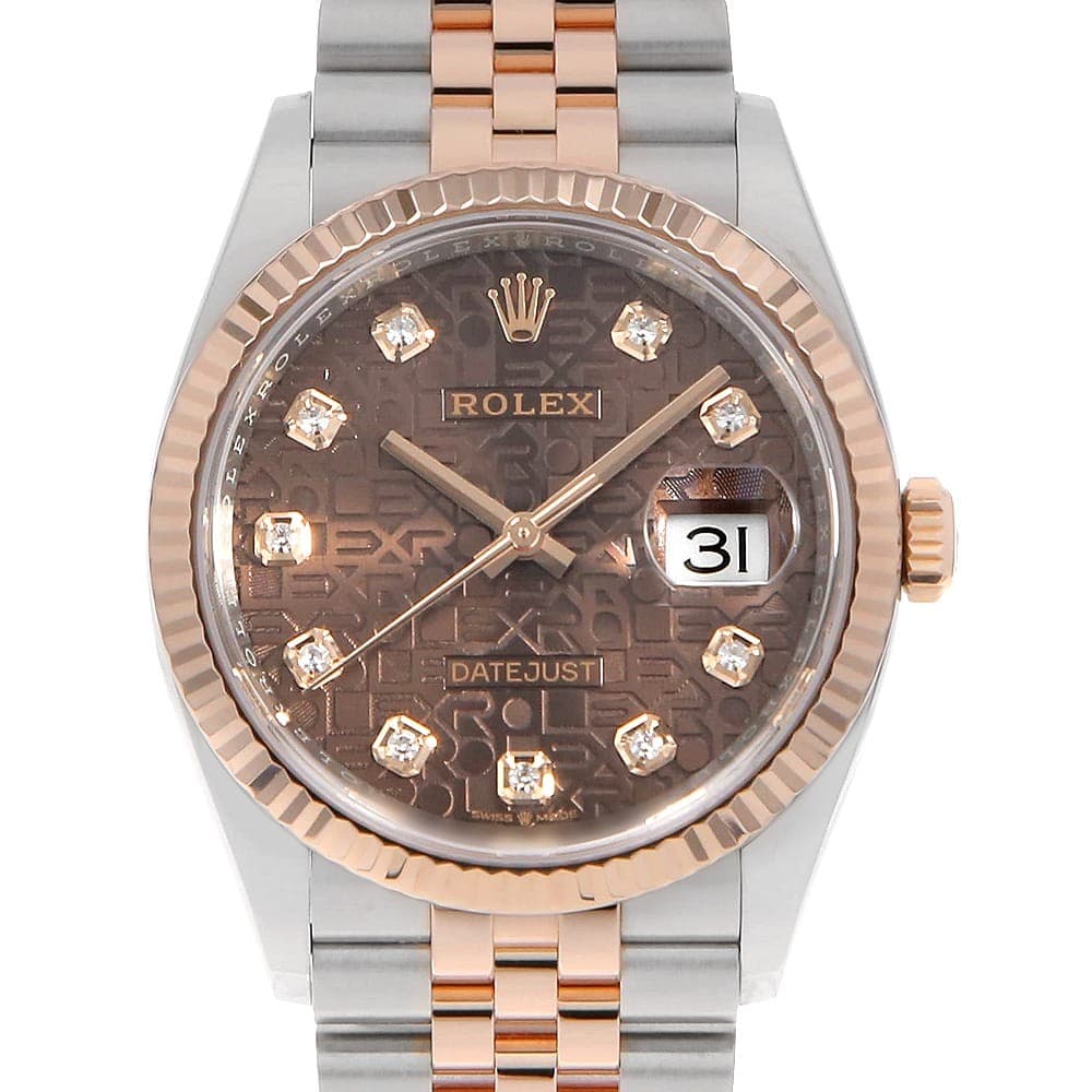 ROLEX Datejust 36 10P diamond 126231G Chocolate brown Carving Computer 5 Row...