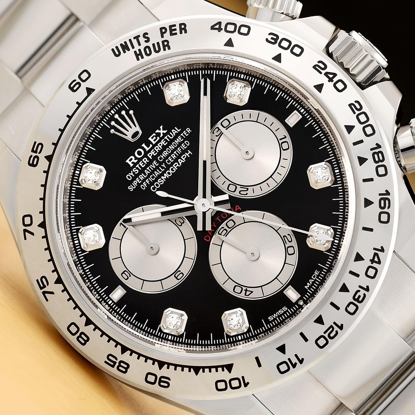 2024 CARD ROLEX DAYTONA COSMOGRAPH 126509 BLACK FACTORY DIAMOND 18K GOLD WATCH