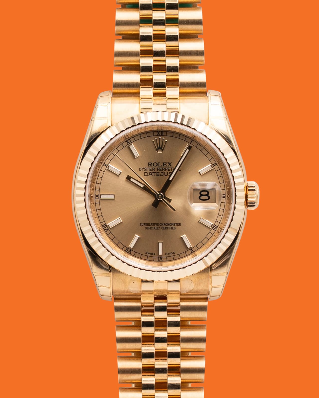 STICKERED Rolex Datejust 36mm 116238 Full Yellow Gold 2007
