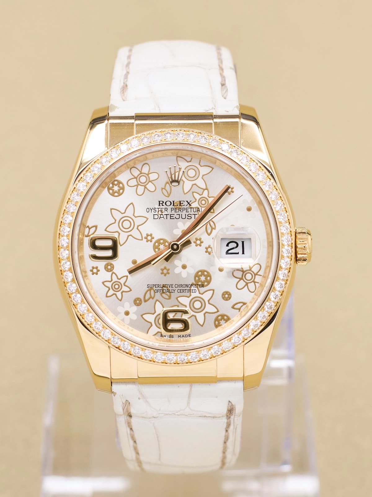 2012 Rolex Silver Flower Arabic Dial Complete 116188