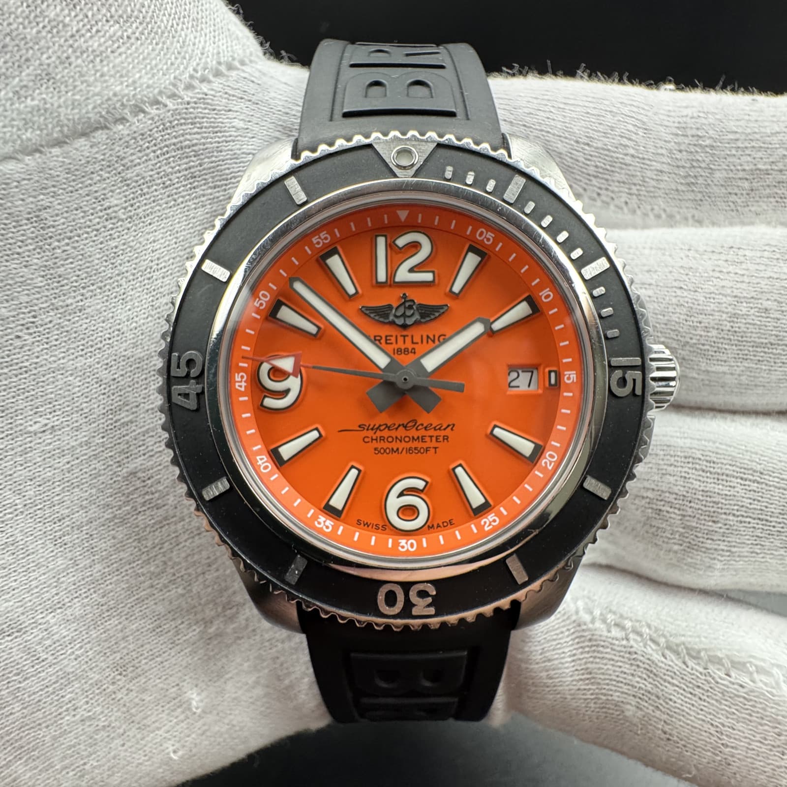 Breitling_Superocean_Automatic_42_Orange_A17366D71O1S2_Complete Set