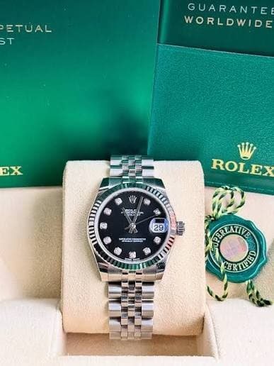 Rolex Datejust 178274 Factory Black Diamond Dial 31mm Box & Papers