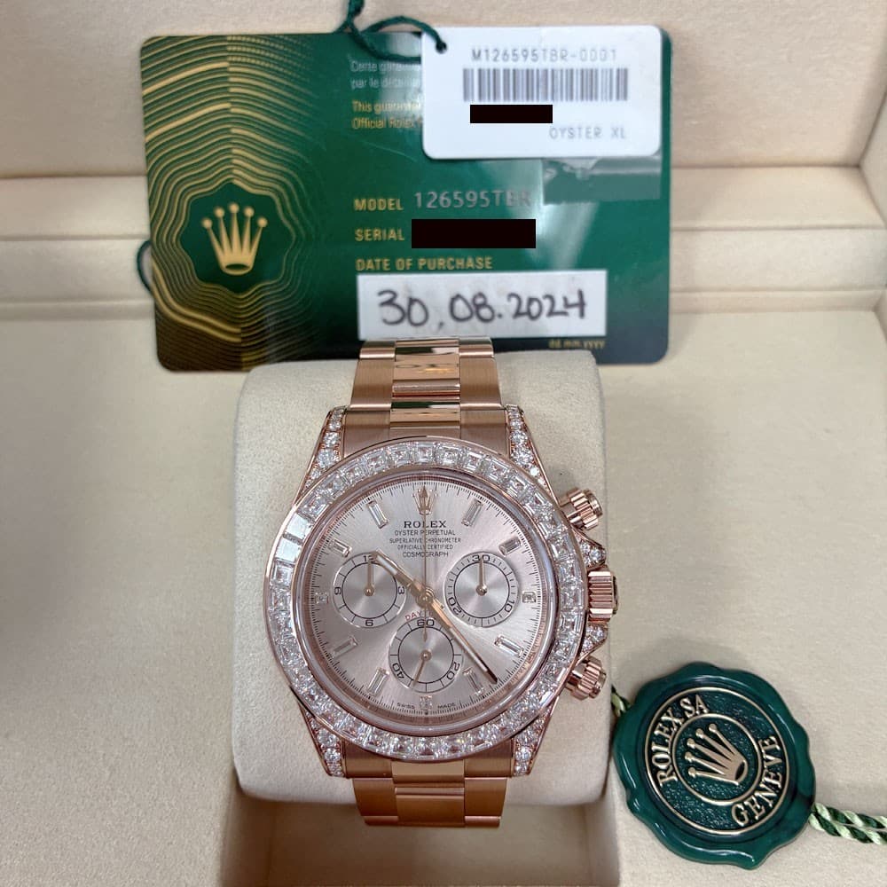 Rolex 126595TBR Daytona Everose Gold Sundust Dial Diamond Watch 2024
