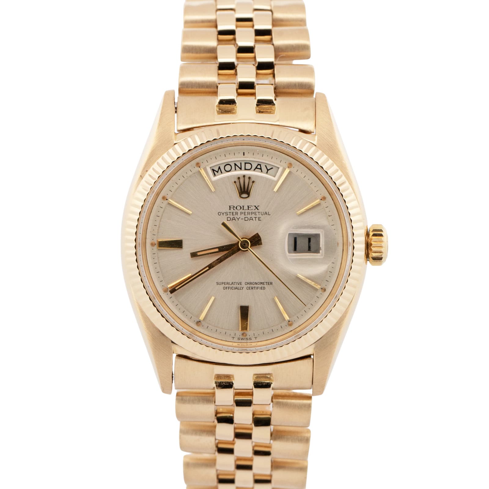 Vintage Rolex Day-Date SILVER Doorstop 18K Yellow Gold Jubilee 36mm 6611 Watch
