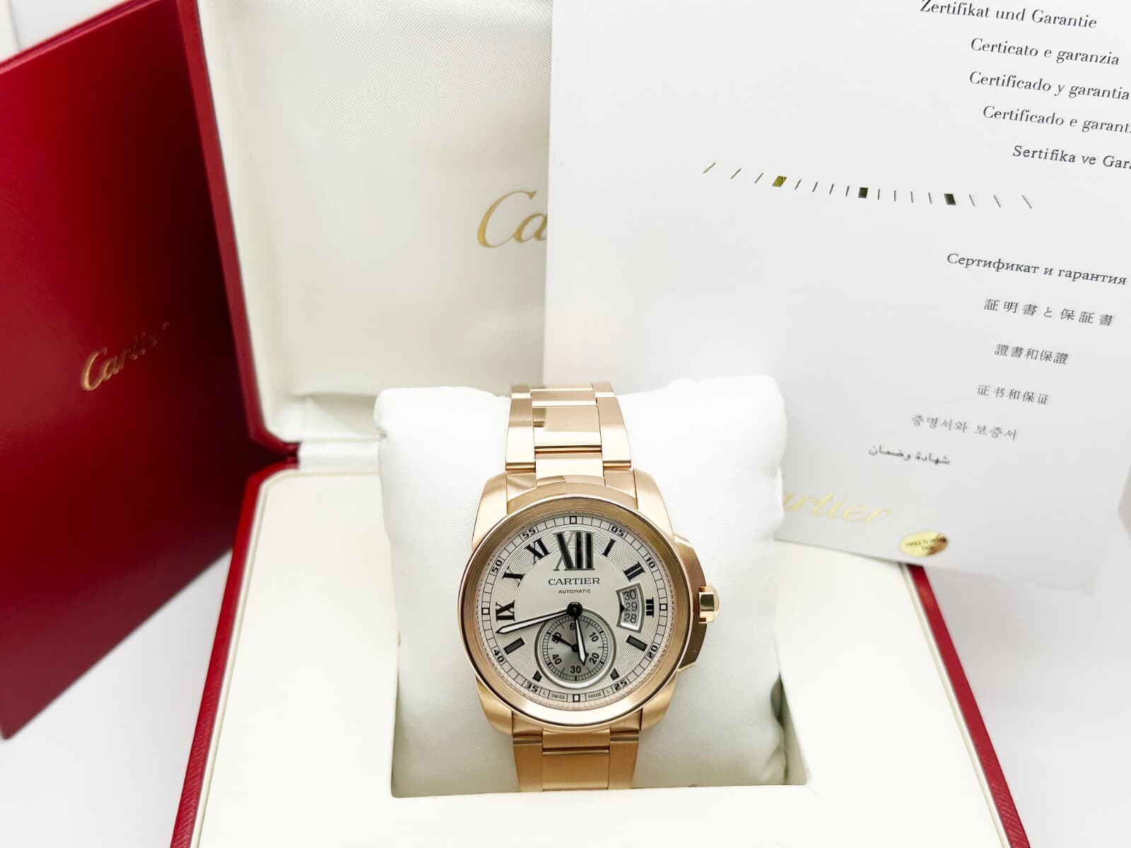 Cartier Calibre W7100018 42mm Ref 3300 18K Rose Gold Box Paper