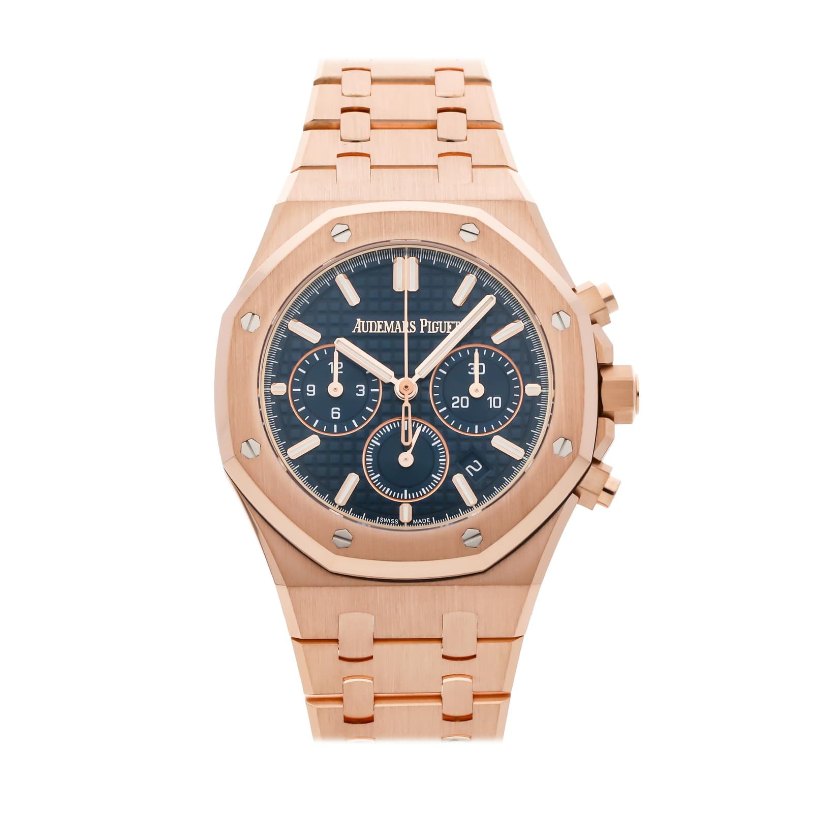 Audemars Piguet Royal Oak Chrono Rose Gold Auto 38mm Blue 26715OR.OO.1356OR.01