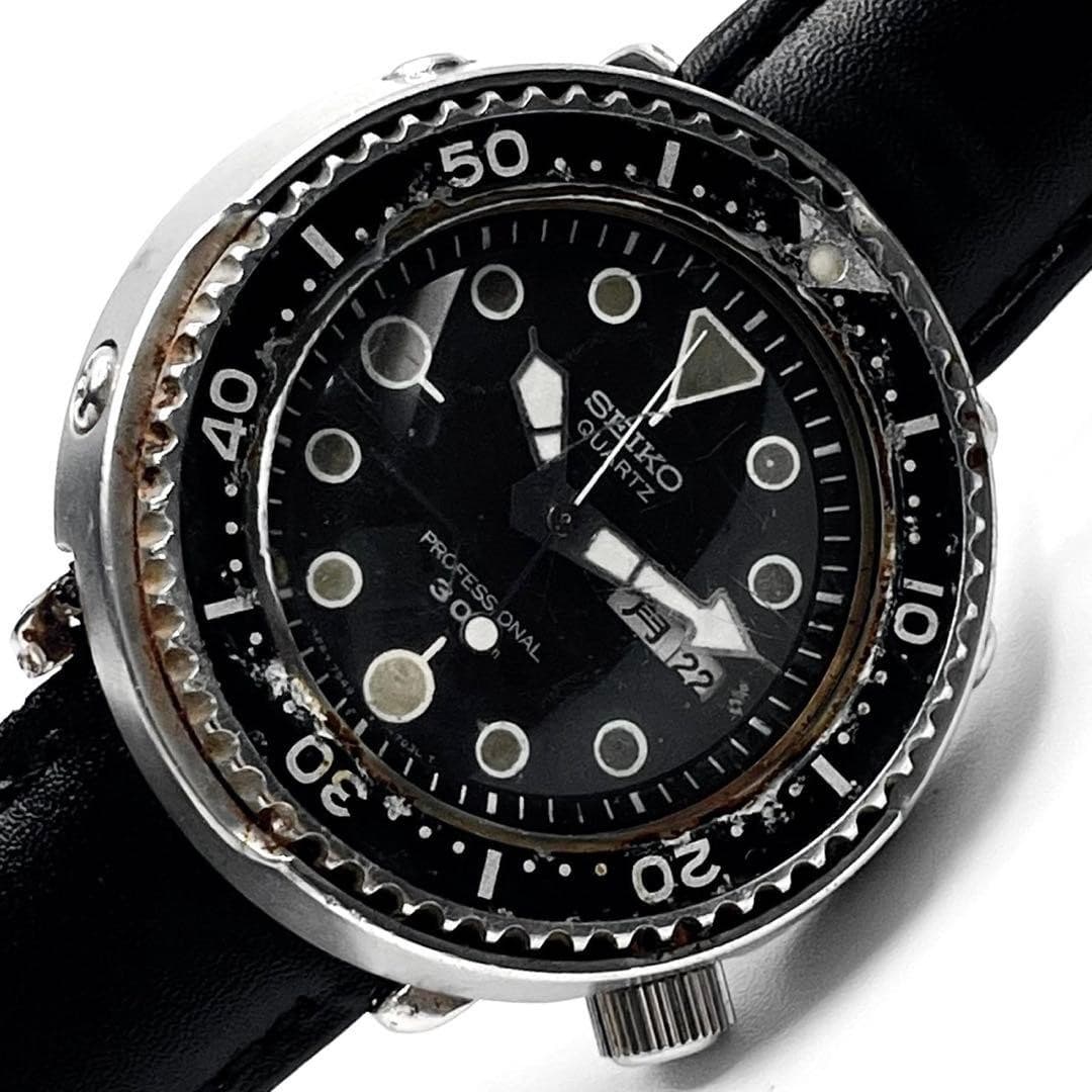 SEIKO 7549-7010 Tuna Can Diver Watch Silver Quartz 1982 Vintage Men's Wristwatch