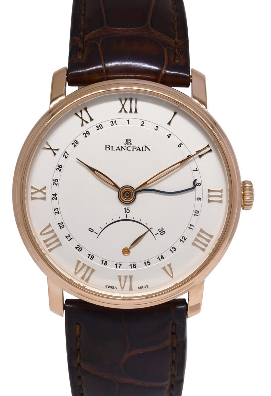 Blancpain Villeret Ultra Slim Rose Gold Retrograde Watch +Card 6653Q-3642-55B