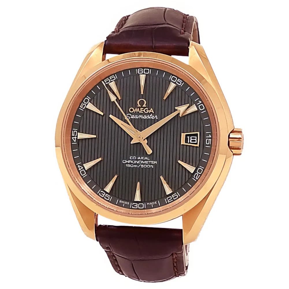 Omega Seamaster Aqua Terra 18k Rose Gold Auto Grey Men Watch 231.53.42.21.06.001