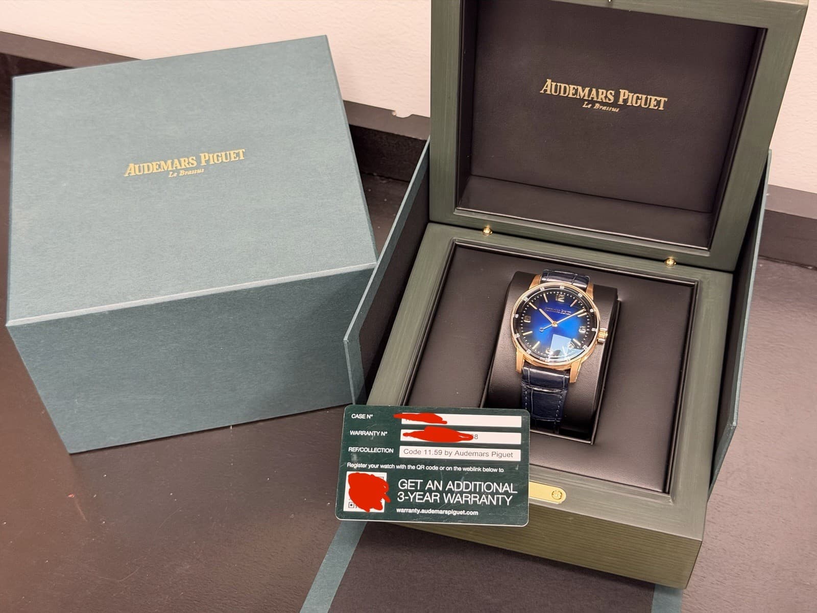 AUDEMARS PIGUET CODE 11.59 41MM 15210OR.OO.A028CR.01 SMOKE BLUE DIAL ROSE GOLD