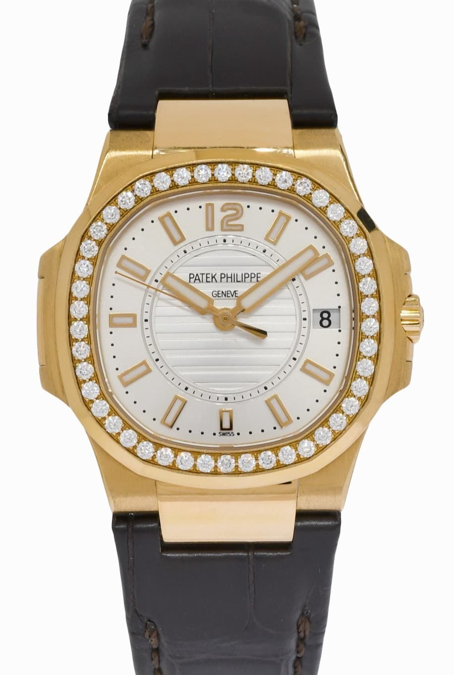 Patek Philippe Nautilus 7010 18k Rose Gold & Diamond Ladies Watch B/P '11 7010R