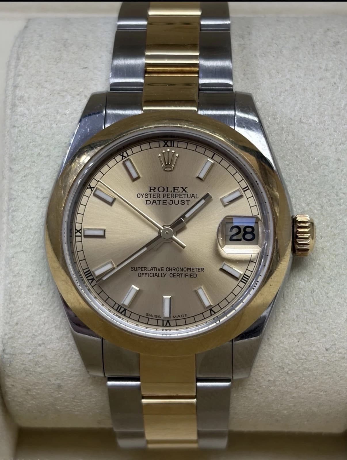 2011 Rolex Datejust 178243 Champagne stick Dial on Oyster Complete