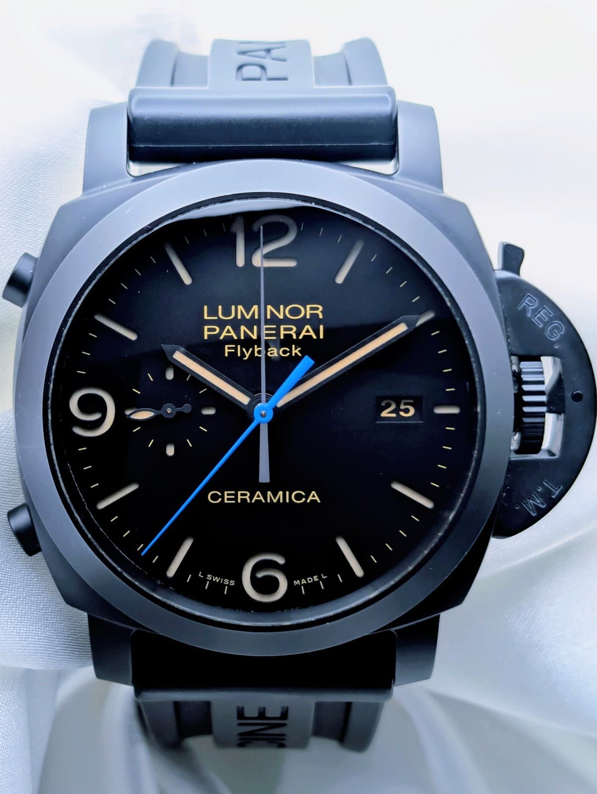 Panerai Luminor 1950 3 Days Chrono Flyback Ceramica 44mm PAM00580 Black Full Set