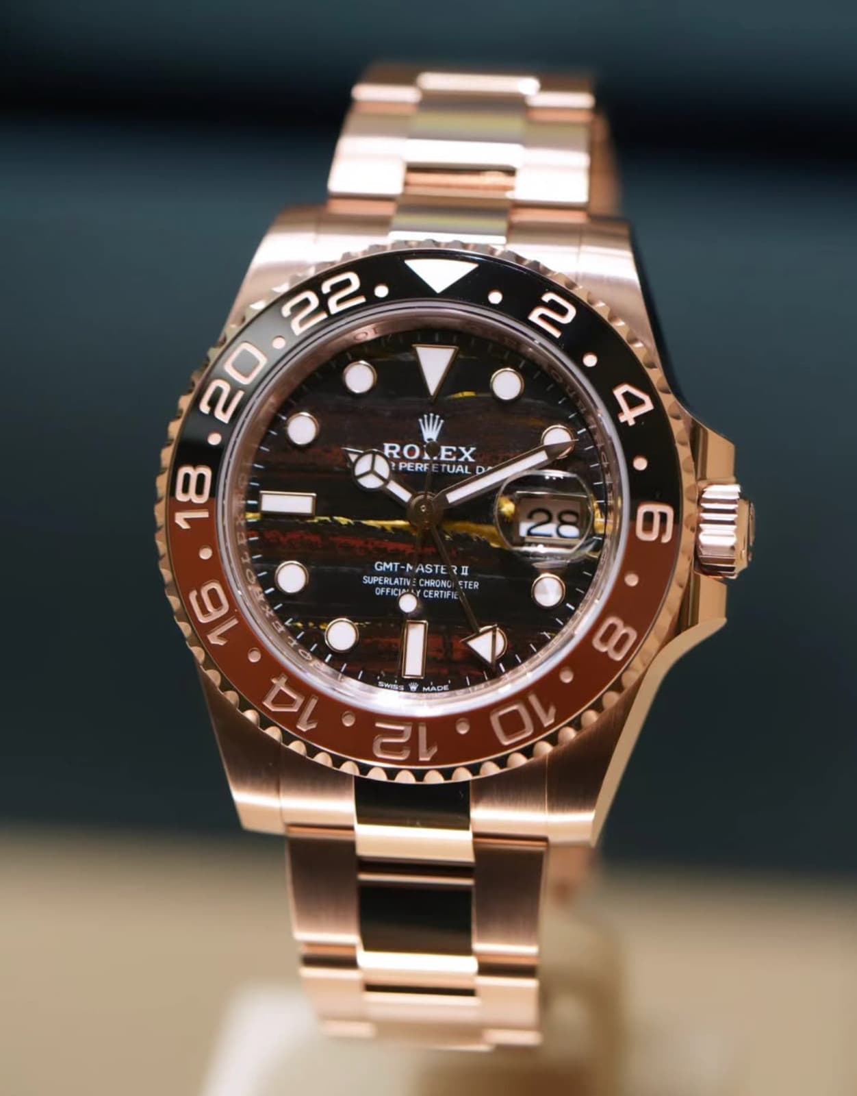 2026 New Rolex GMT-Master II 40mm- Tiger Iron - Ref. 126715CHNR - Oyster - Gold.