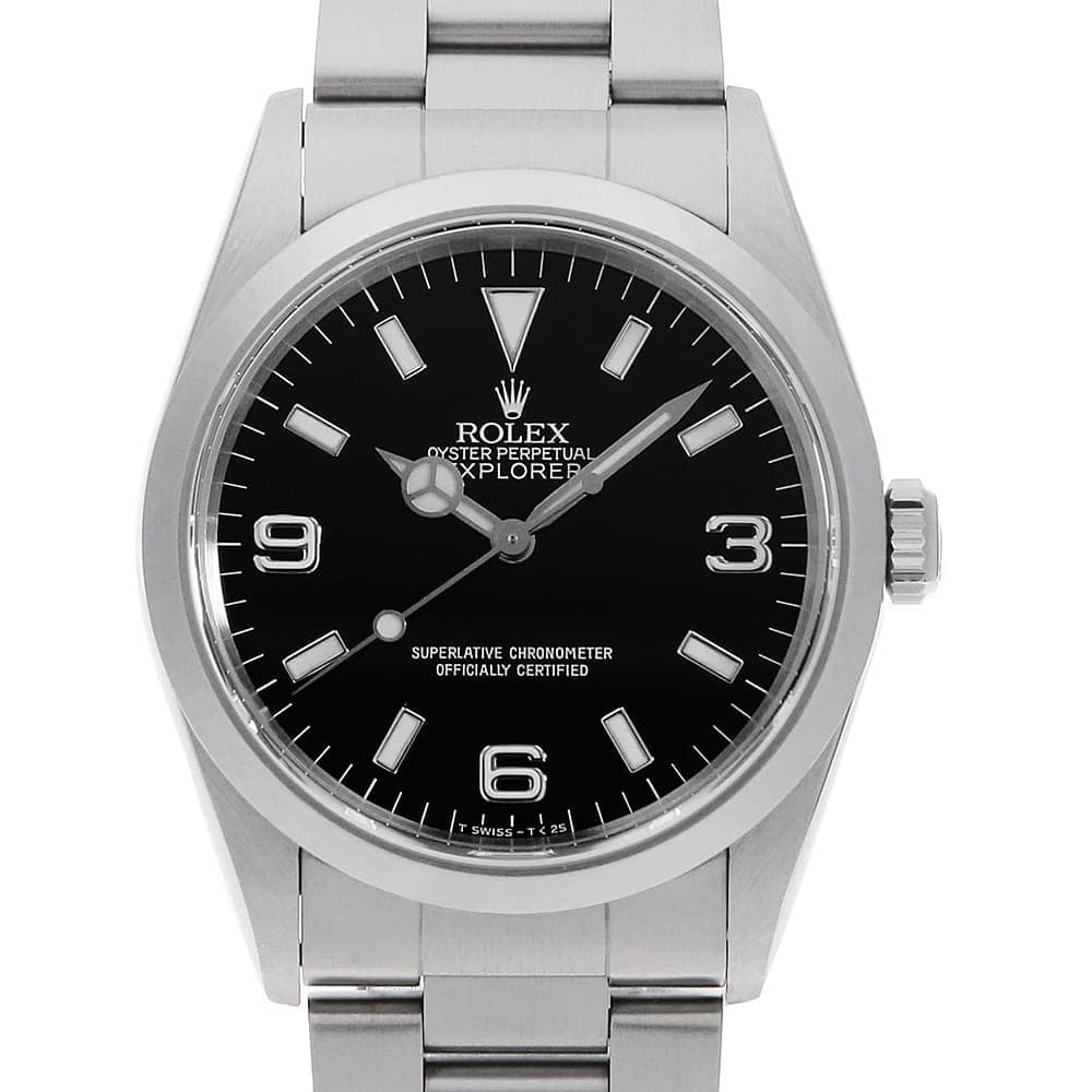 ROLEX Explorer I 14270 black all tritium U Number second hand mens