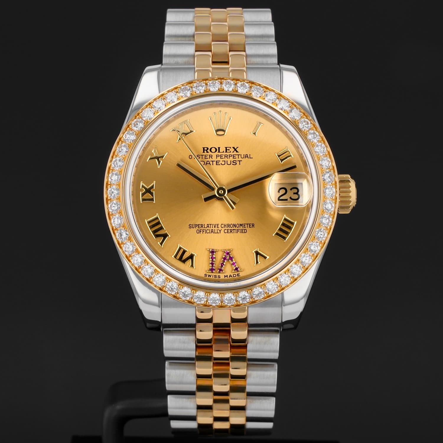 Rolex Women's 31mm Datejust 178383 Champagne Roman Ruby VI, Jubilee - Pre-owned