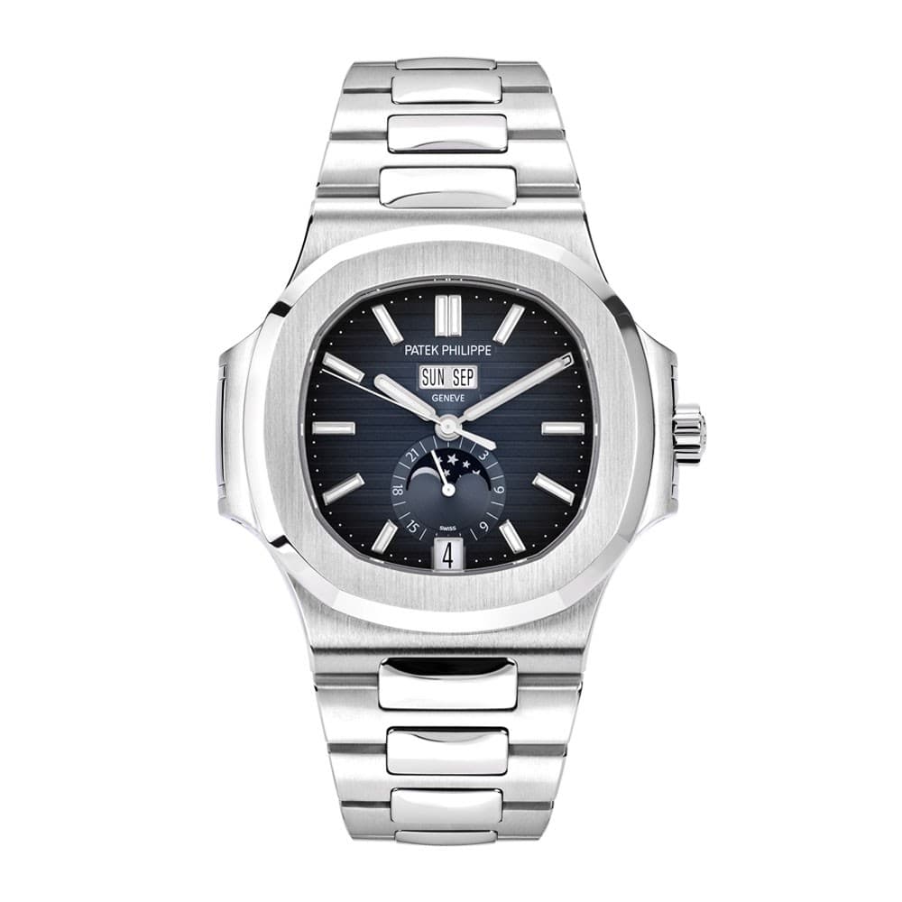 Patek Philippe Nautilus Watch 40MM Blue Index Hour Markers Dial Stainless Steel