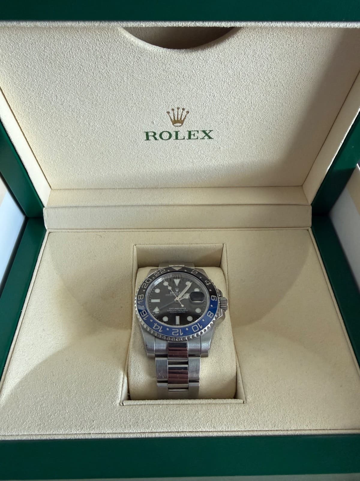 Rolex GMT-Master II 116710BLNR Silver Oyster Bracelet with Blue and Black Bezel