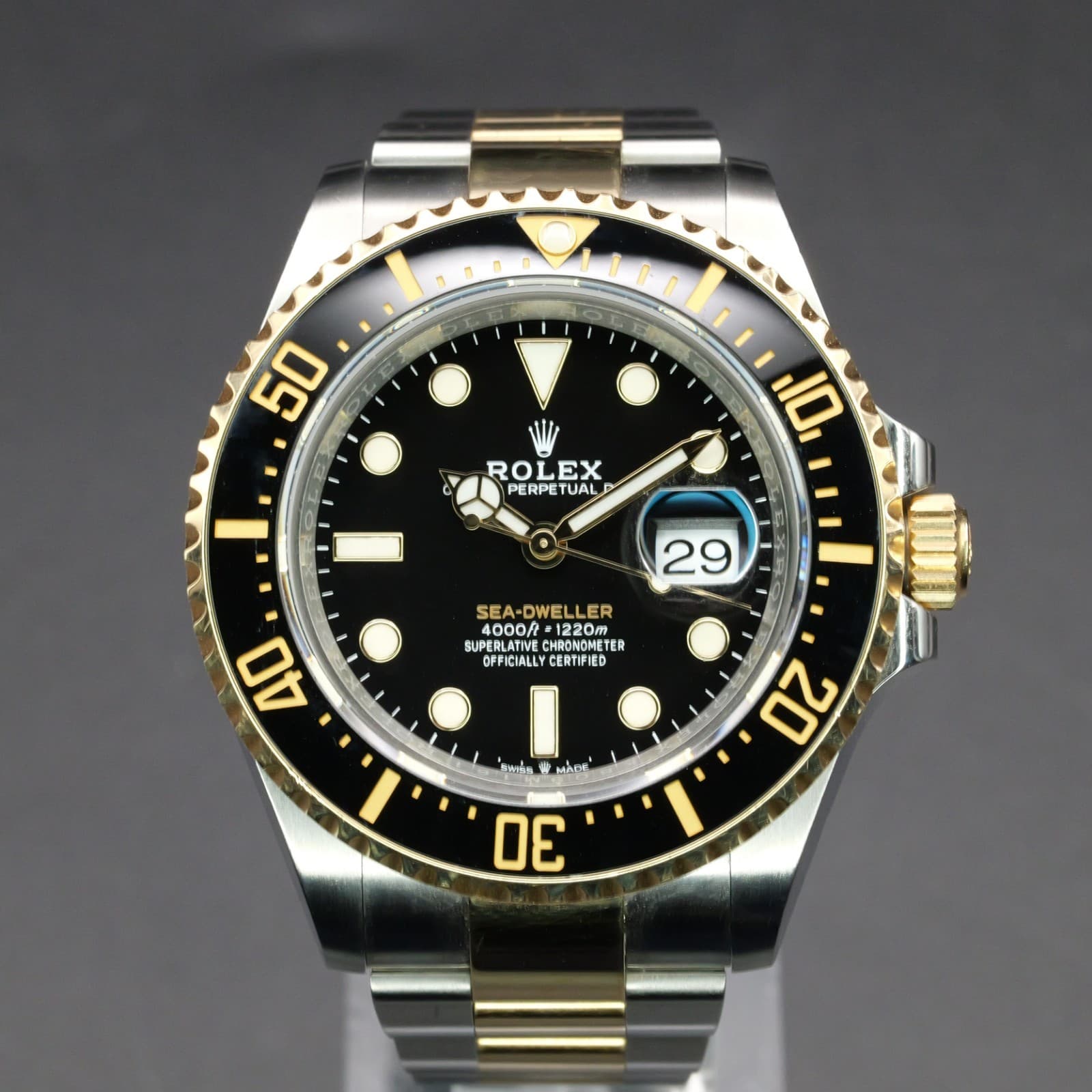 Rolex Sea-Dweller TwoTone 126603 43MM Yellow Gold Black Dial Watch Only WARRANTY