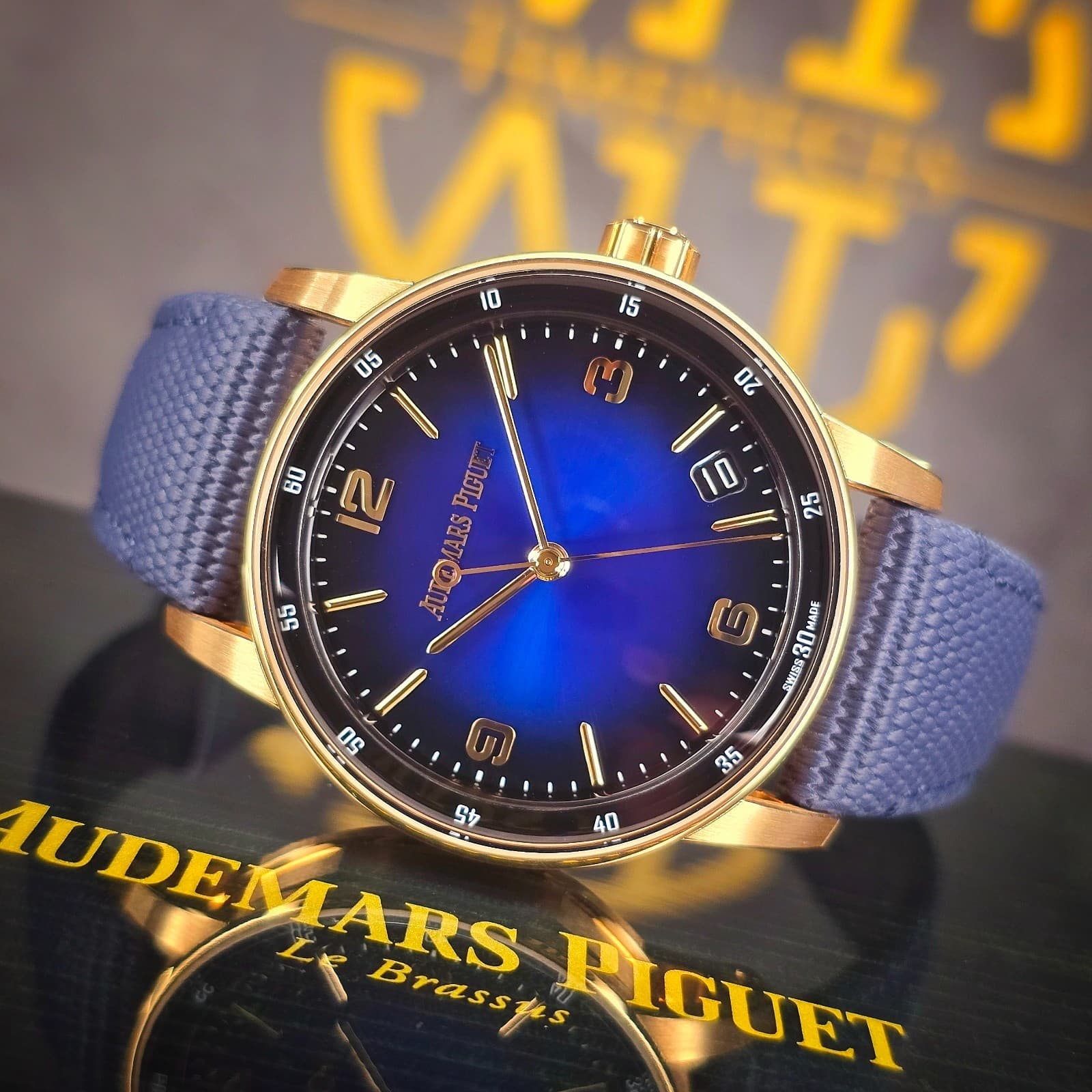 MINT AUDEMARS PIGUET CODE 11.59 41MM 15210OR SMOKE BLUE DIAL 18 ROSE GOLD B&P
