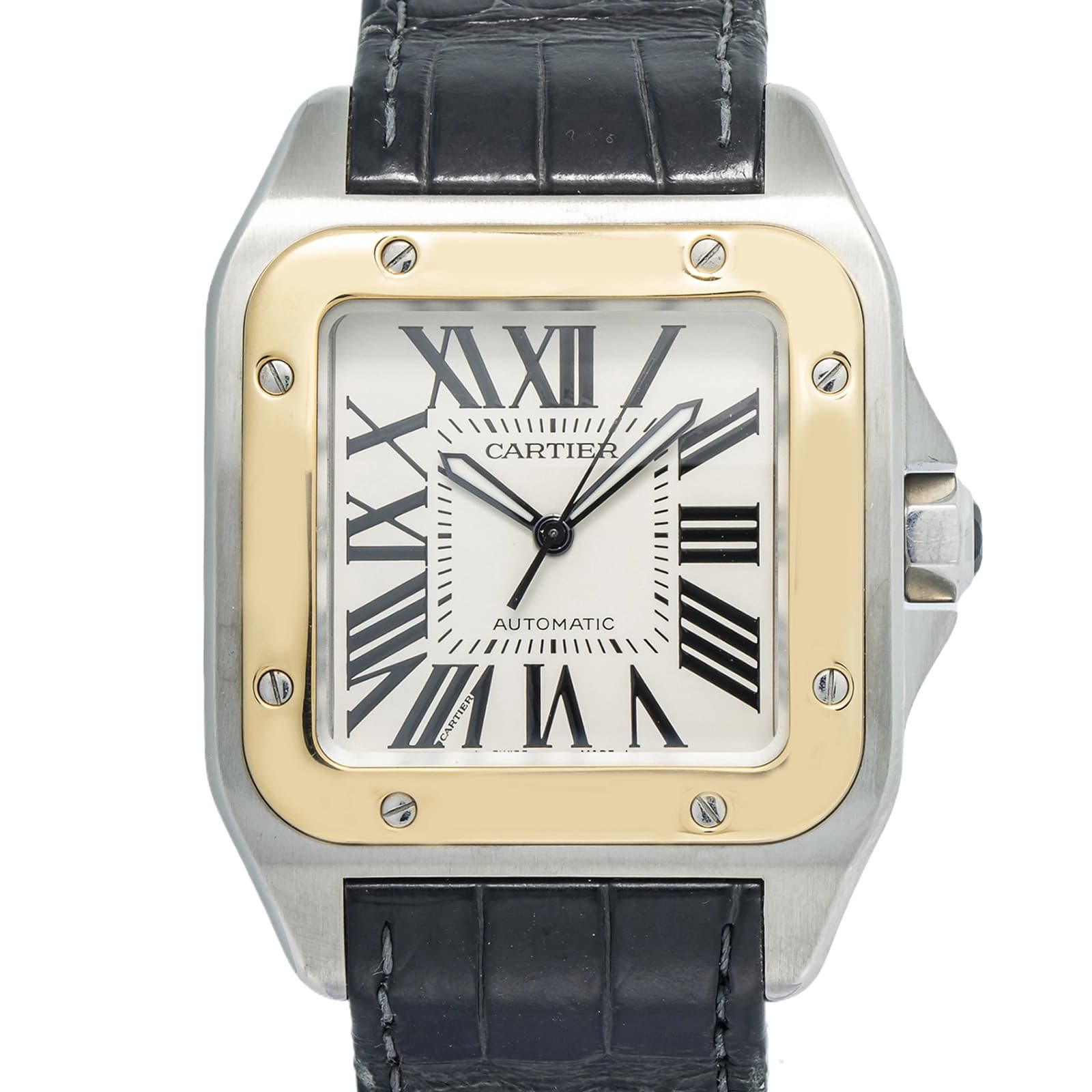 Cartier Santos 100 2656/W20072X7 Strap Steel Off-White Roman Auto 38mm