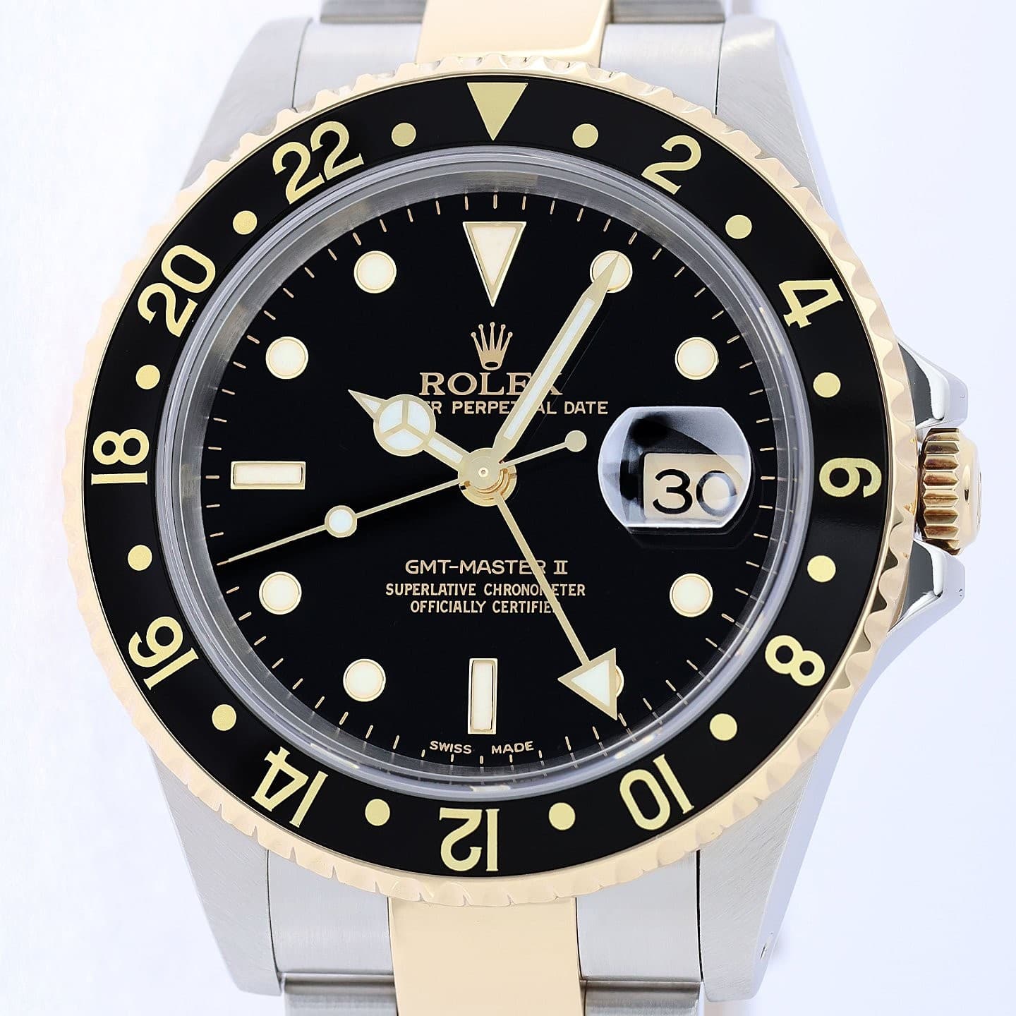 2002 Paper Rolex Men's GMT-Master II Black Stainless Steel Oyster Watch 16713