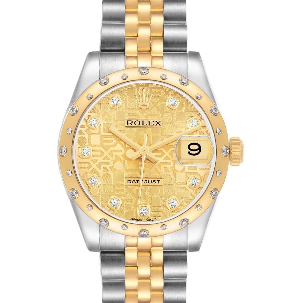Rolex Datejust Midsize 31 Steel Yellow Gold Diamond Ladies Watch 178343 Box Card