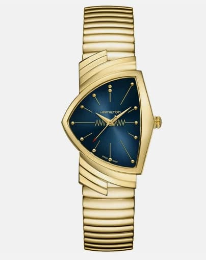 Unused HAMILTON Ventura H24301141 Blue Quartz Gold Unisex Watch in Box
