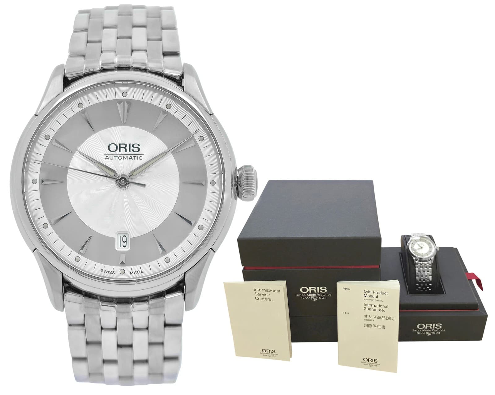 Oris Artelier Date 7591 Silver Dial Date Stainless Steel 40MM Men's Box Manuals