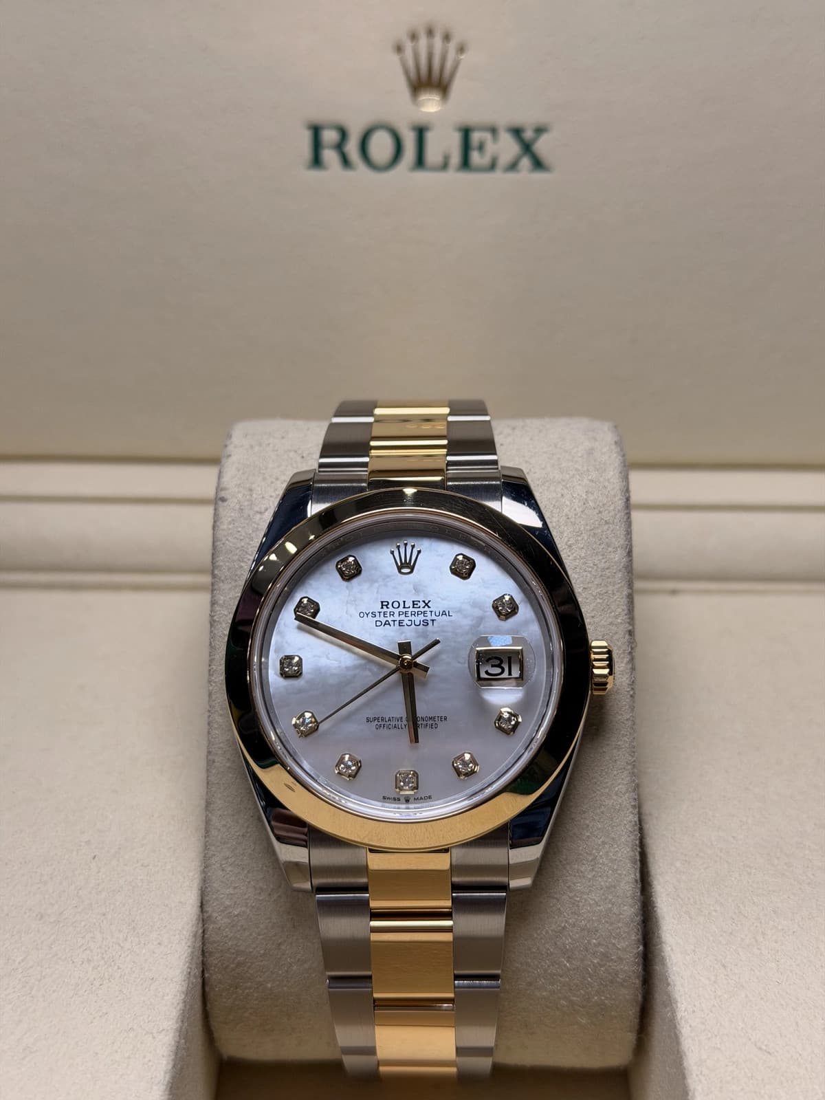 Rolex Datejust 41 Mother-Of-Pearl Diamond Dial on Oyster 126303 Complete
