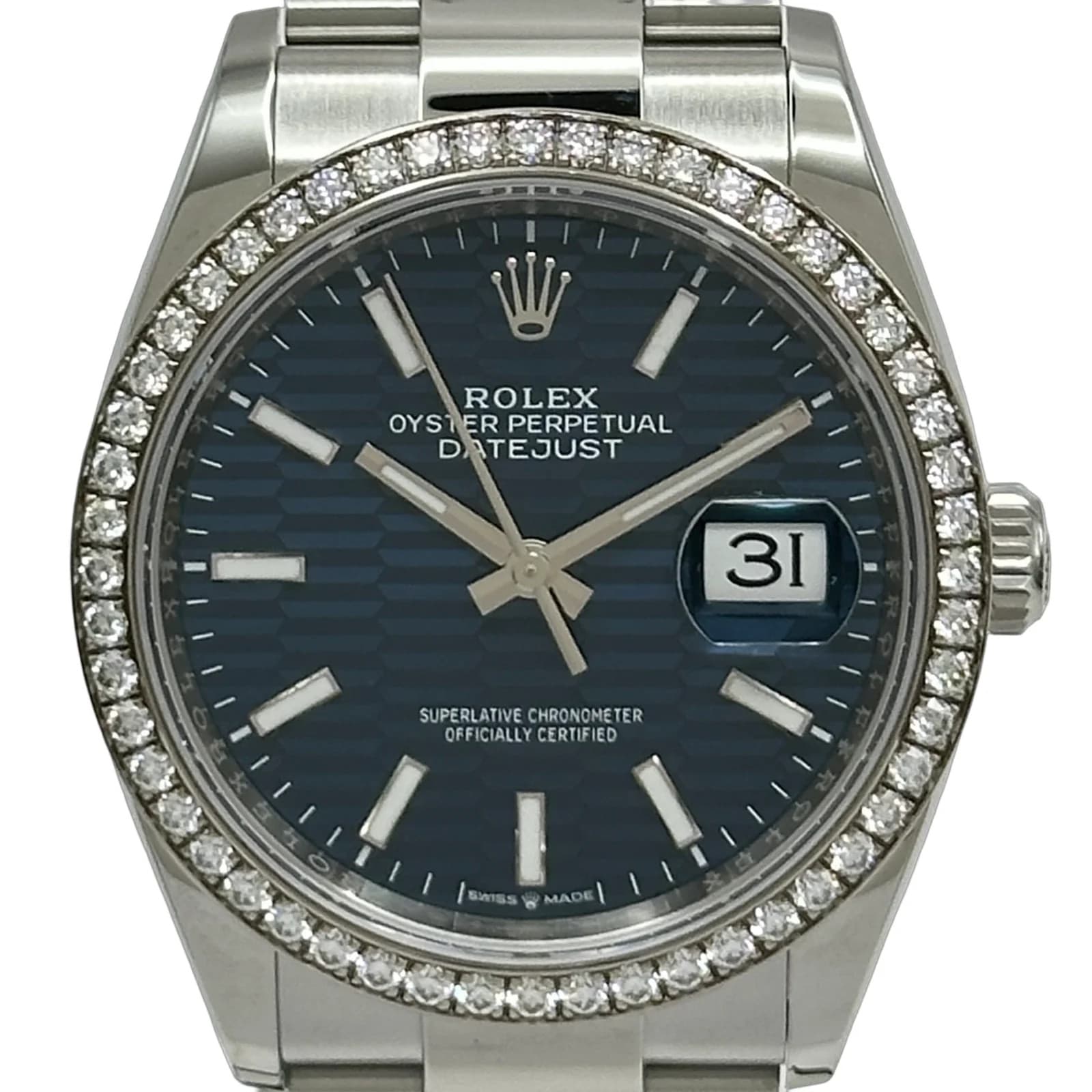 Rolex Datejust 36 126284RBR Bruted Motif White Gold Stainless Steel Used