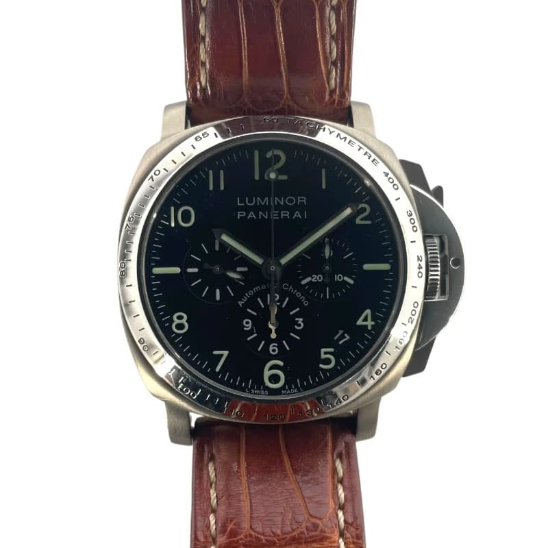 Panerai Luminor Chrono PAM00074 Black SS Men's Watch Used