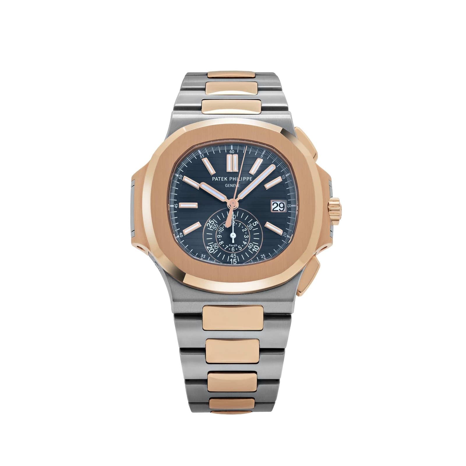 Patek Philippe Nautilus 5980/1AR-001 Chronograph Stainless Steel Rose Gold Blue