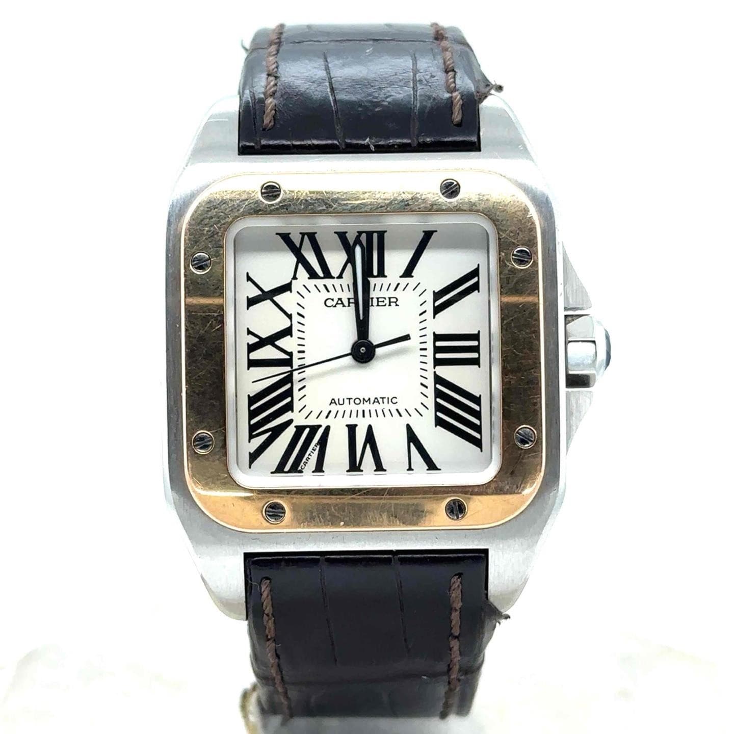 Cartier Santos 100 Large Automatic 38mm Stainless Steel/Gold Bezel Mens W20072X7
