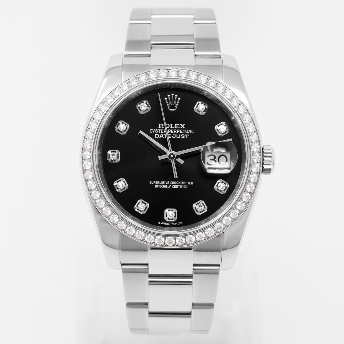 Rolex Datejust 36 116244, Steel & White Gold, Black Diamond Dial, Oyster Brac...