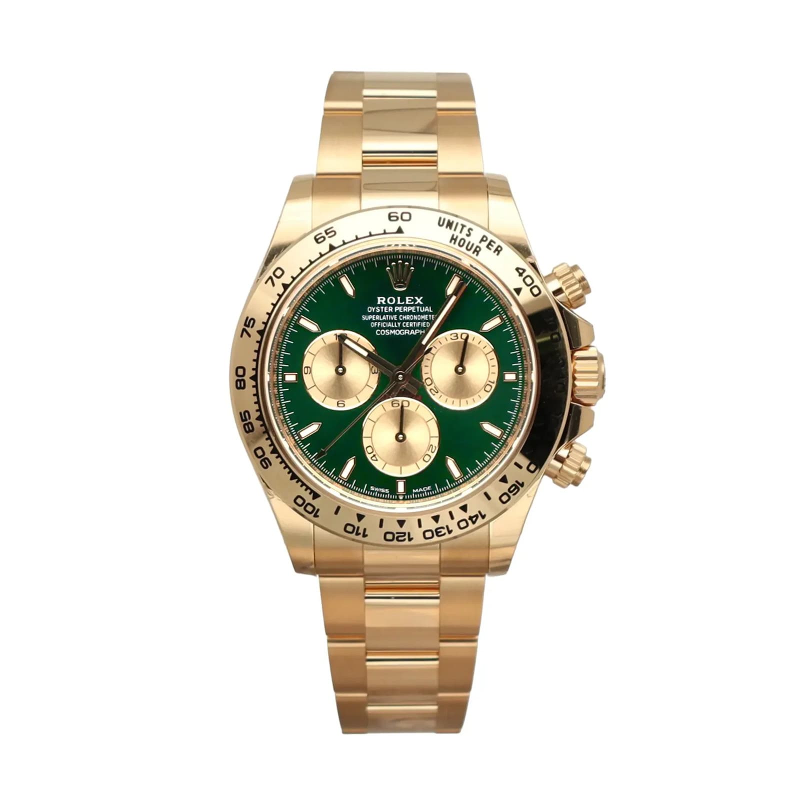 Rolex Cosmograph Daytona40mm in 18K Yellow Gold with Green Dial – Ref. 126508