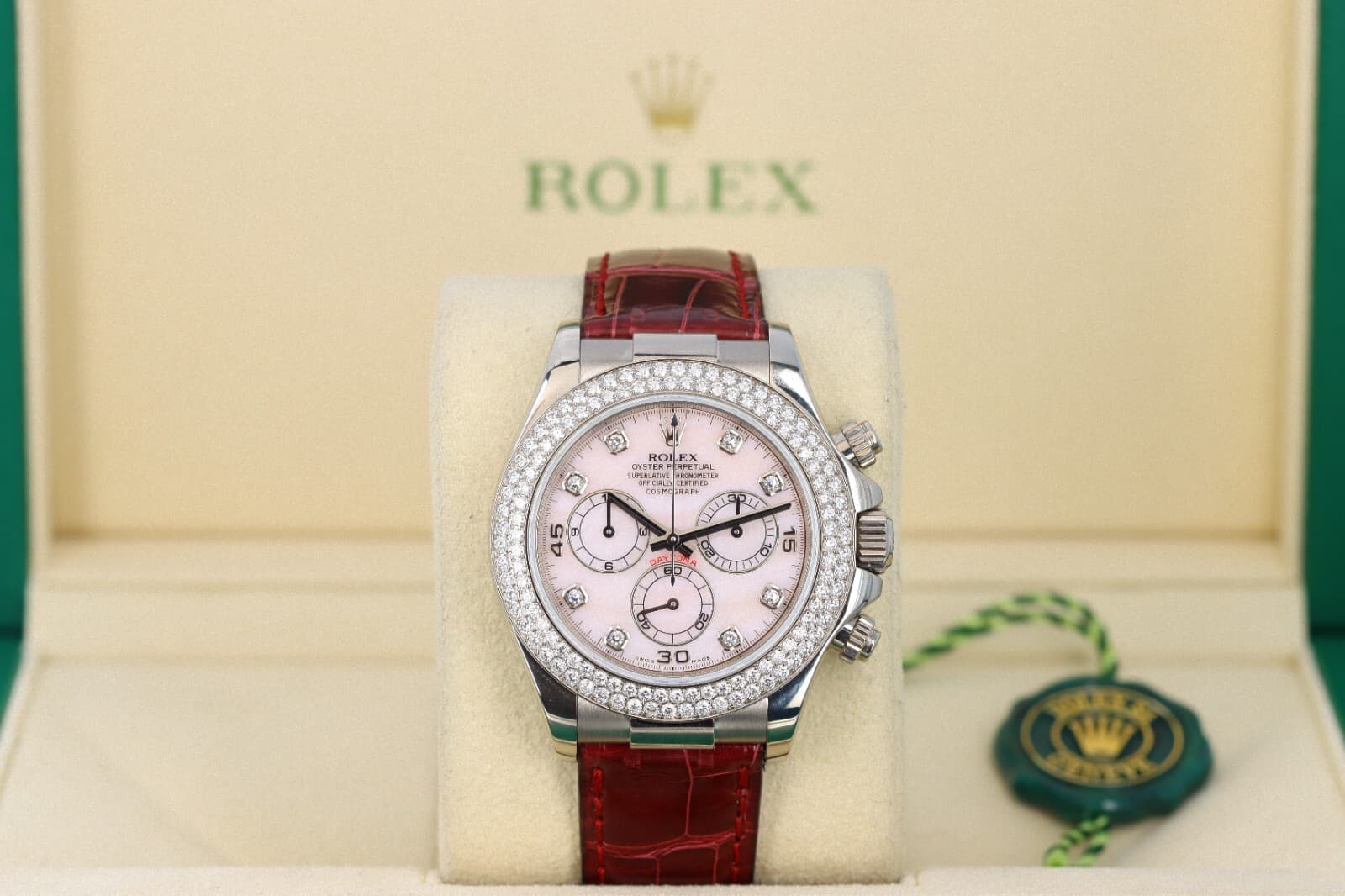 Rolex Cosmograph Daytona, Mother of Pearl Diamond Dial, White Gold, 116589RBR