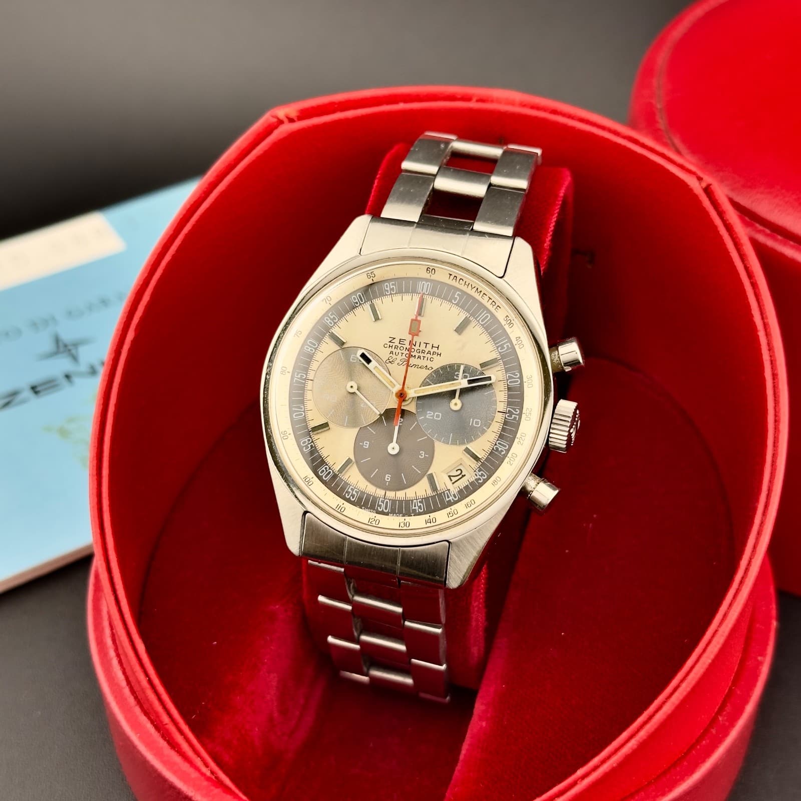 Vintage Zenith A 386 MK III El Primero Chronograph Full Set Box & Warranty