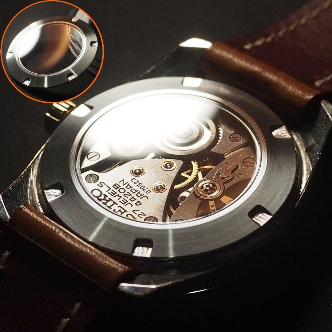Exhibition Case Back for Grand Seiko 44GS 4420-9000 Stainless Sapphire Crystal