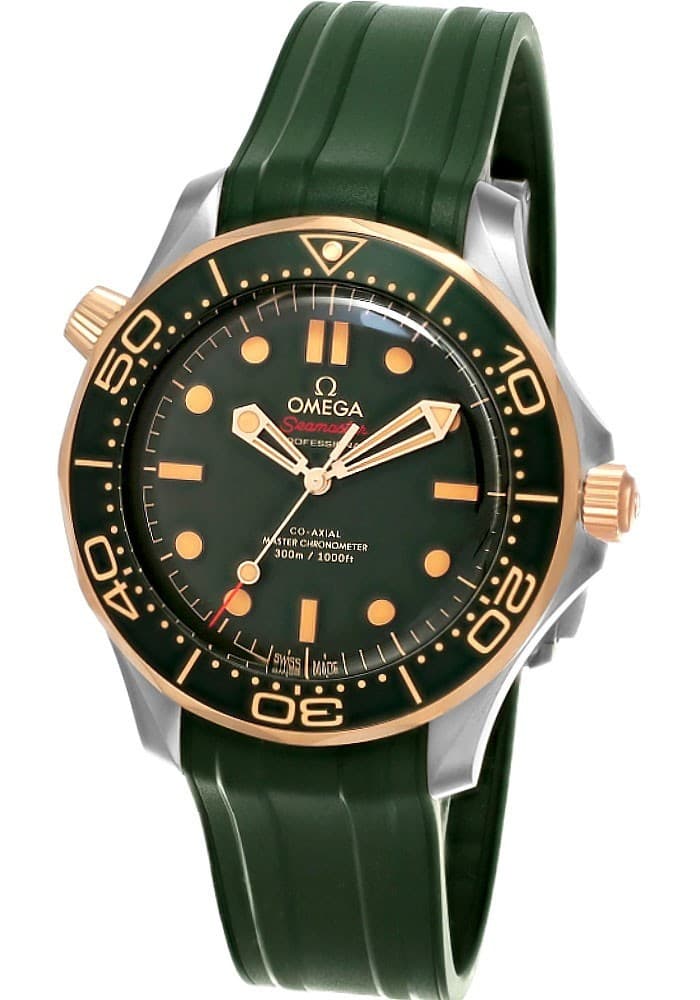 Omega Seamaster 18K Rose Gold 42mm Green Titanium Mens Watch 210.92.42.20.10.001