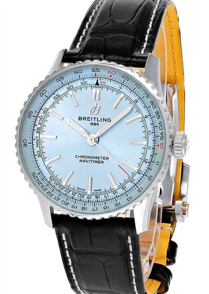 New Breitling Blue Navitimer Automatic 41 Black Leather Mens Watch A17329171C1P1