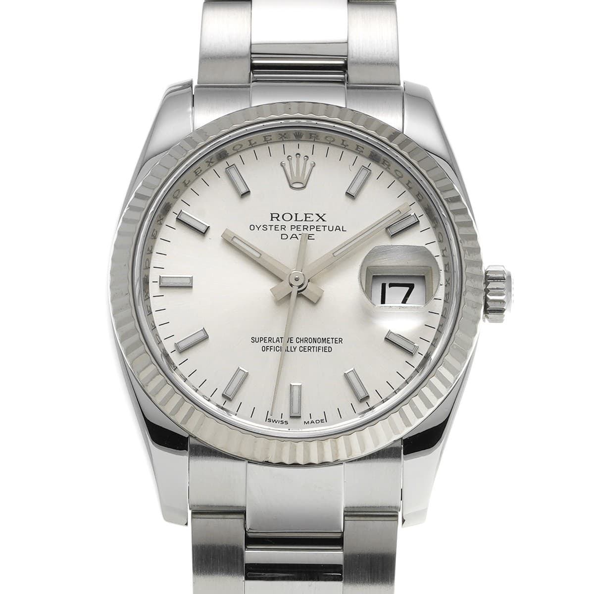 ROLEX Oyster Perpetual Date 115234 Silver WATCH 719836