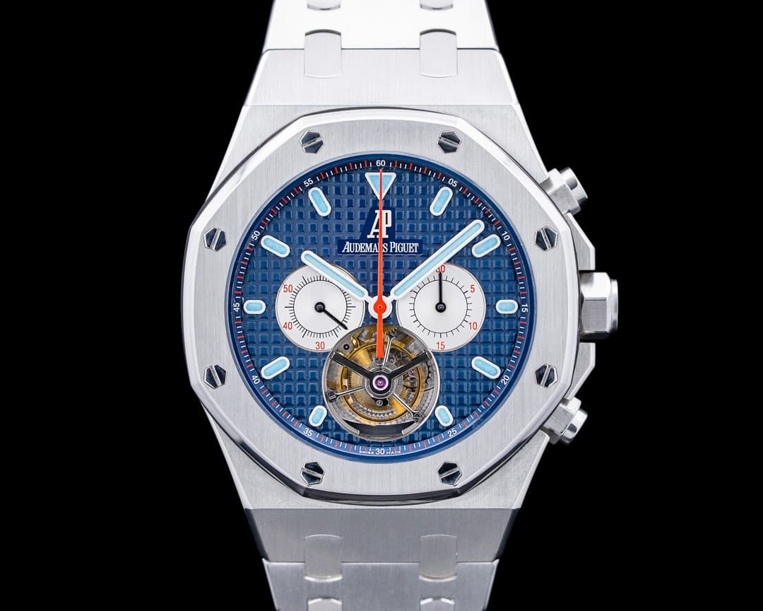 Audemars Piguet 25977ST.OO.1205ST.01 al Oak Tourbillon Chronograph SS Blue Dial