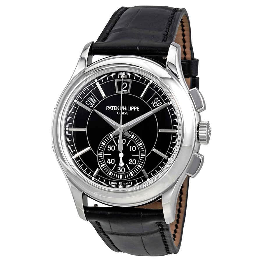 Patek Philippe Complications Black Dial Annual Calendar Platinum Men's Watch