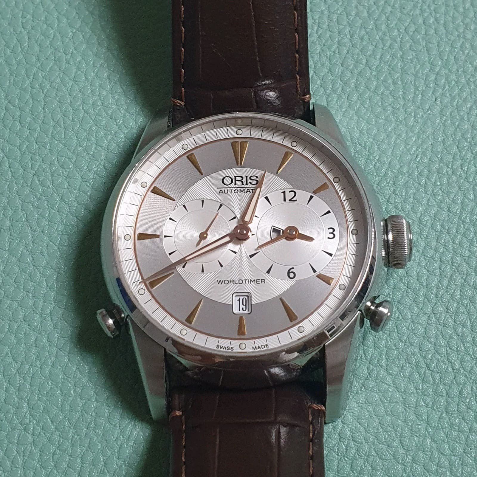 ORIS Artelier World Timer Automatic Watch 01 690 7581 4051-07 8 22 73 .501