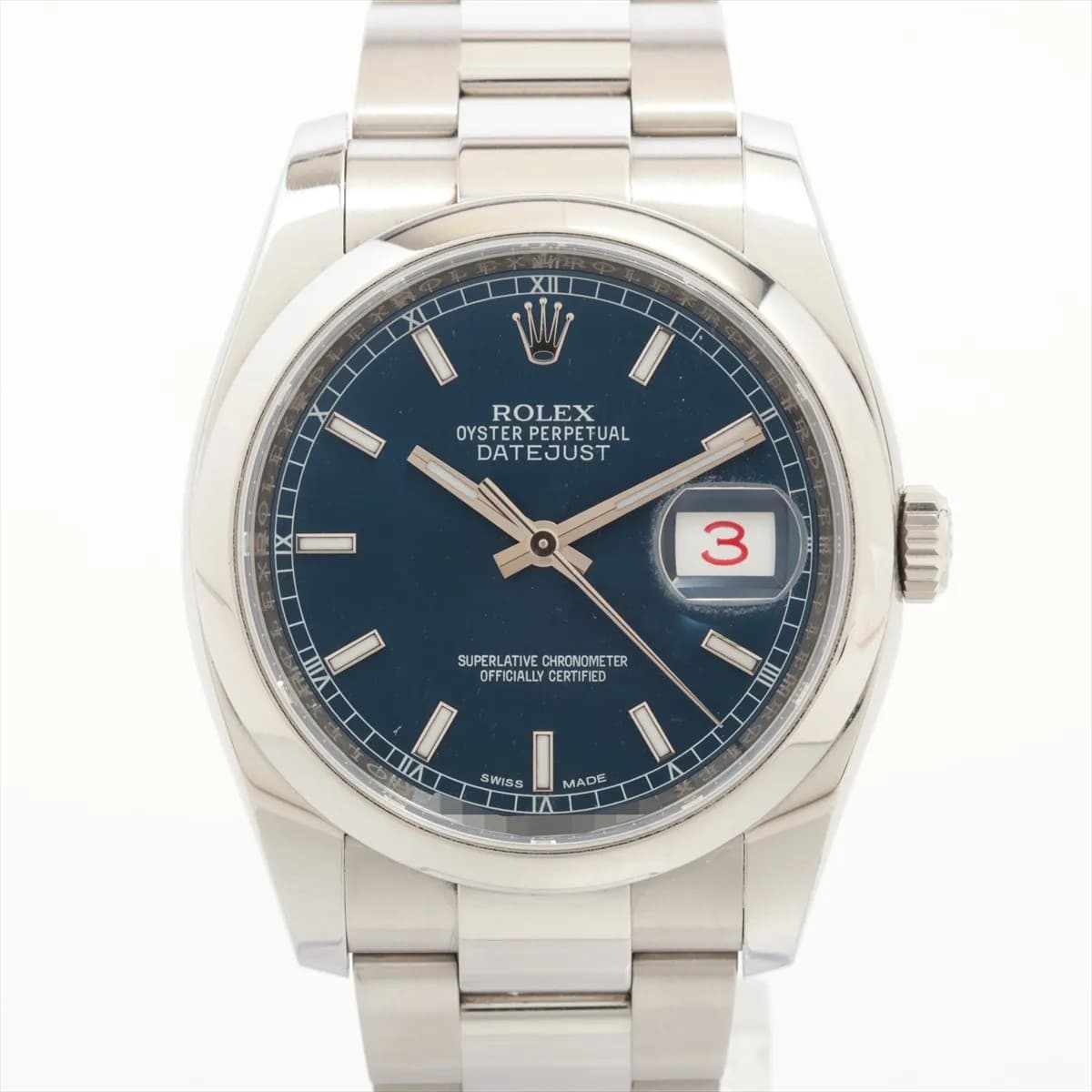 Rolex DATEJUST 36 116200 SS SS AT blue dial oyster bracelet 2 Extra Links