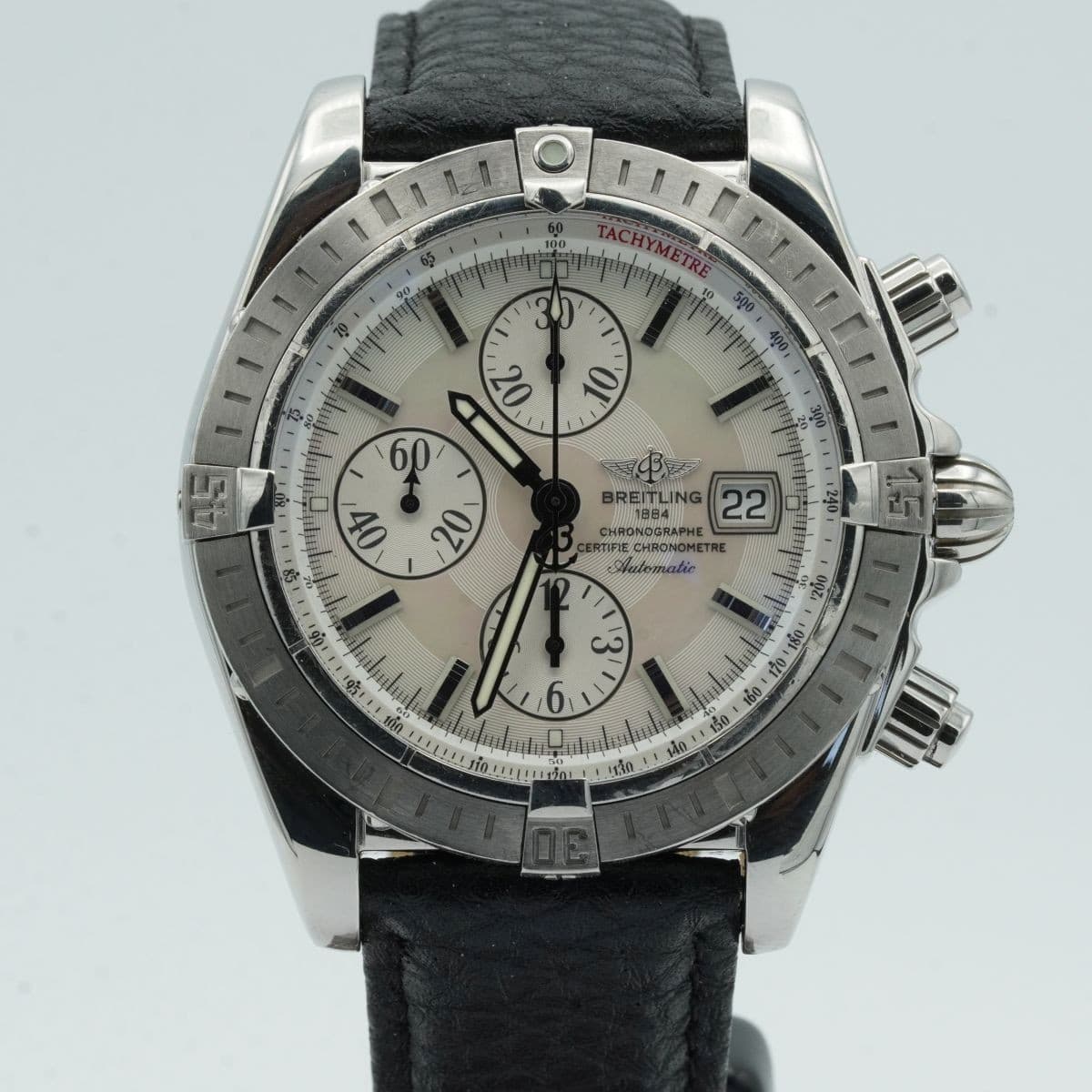 Breitling Chronomat Evolution A13356 White MOP Bezel BR808 Mens Automatic Watch
